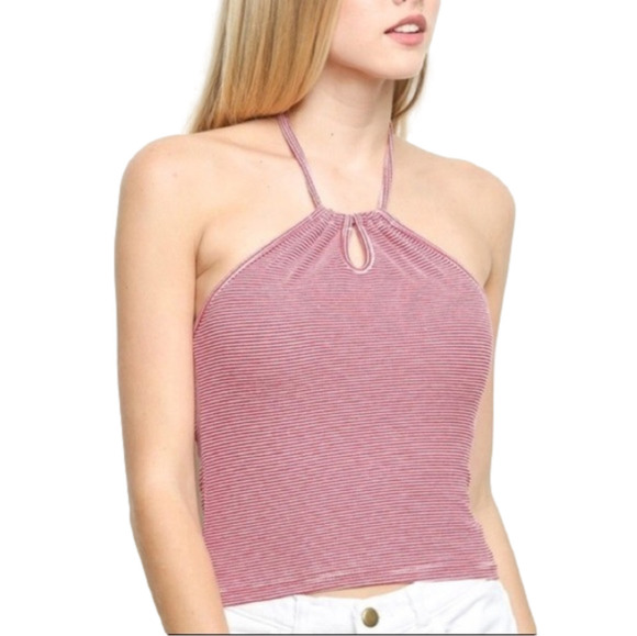 BRANDY Melville caprice stripe halter top - Picture 1 of 7